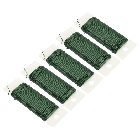 MECCANIXITY 190 Yards/575 Feet Metal Floral Wire 21 Gauge Green Flexible Paddle Thin Floral Wires for Craft, Christmas Wreath, Flower Arrangement, Wedding, Total 5 Roll