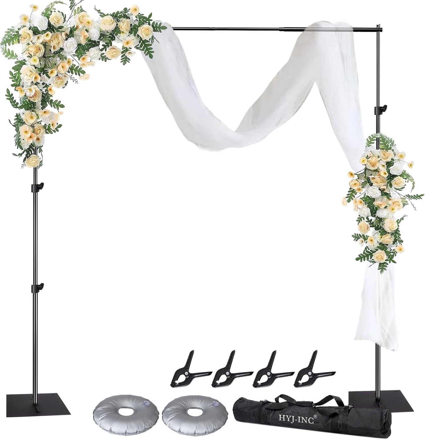 Pipe and Drape Photography Backdrop Stand Kit Adjustable Photo Background Stand 10ft x 8.5ft with Metal Base for Parties Weddings Birthday Party Events Photo Booth with 4 Clamps,Carrying Bag.
