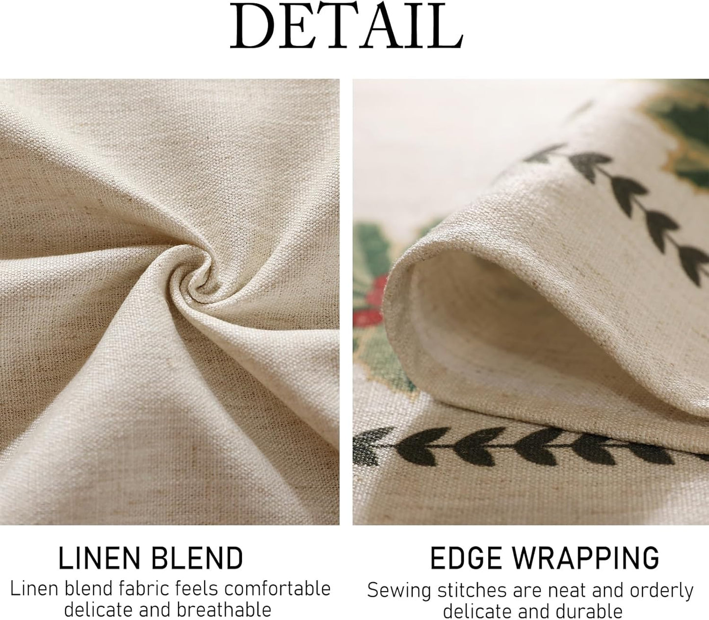 ISAENNE Designer Christmas Linen Round Tablecloth,Light Beige Western Elegant Table Cloth,Wrinkle Resistant Decor Tablecloths for Dining Thanksgiving Kitchen Christmas,Diameter 67"-Carol G