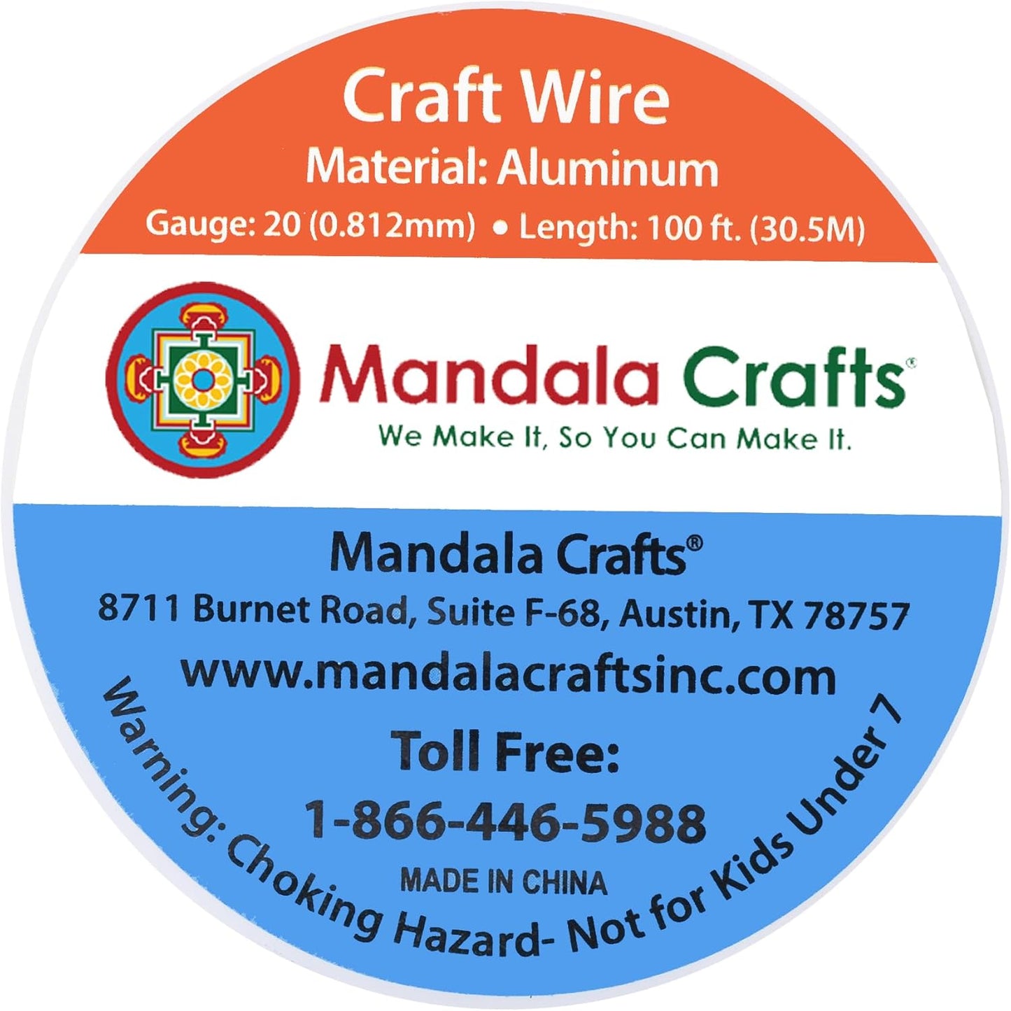 Mandala Crafts 20 Gauge Anodized Aluminum Craft Wire for Jewelry Making - 100 FT Colored Flexible Brown Wire - Bendable for Bonsai Armature Crafting Sculpting