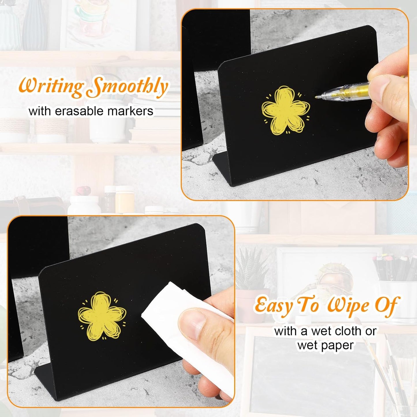 48 Pack Mini Chalkboard Signs for Food, Chalkboard Food Signs for Buffet Display - 4 x 2.8 Inch Small Tabletop Labels for Weddings, Bakeries, Parties with Erasable Surface