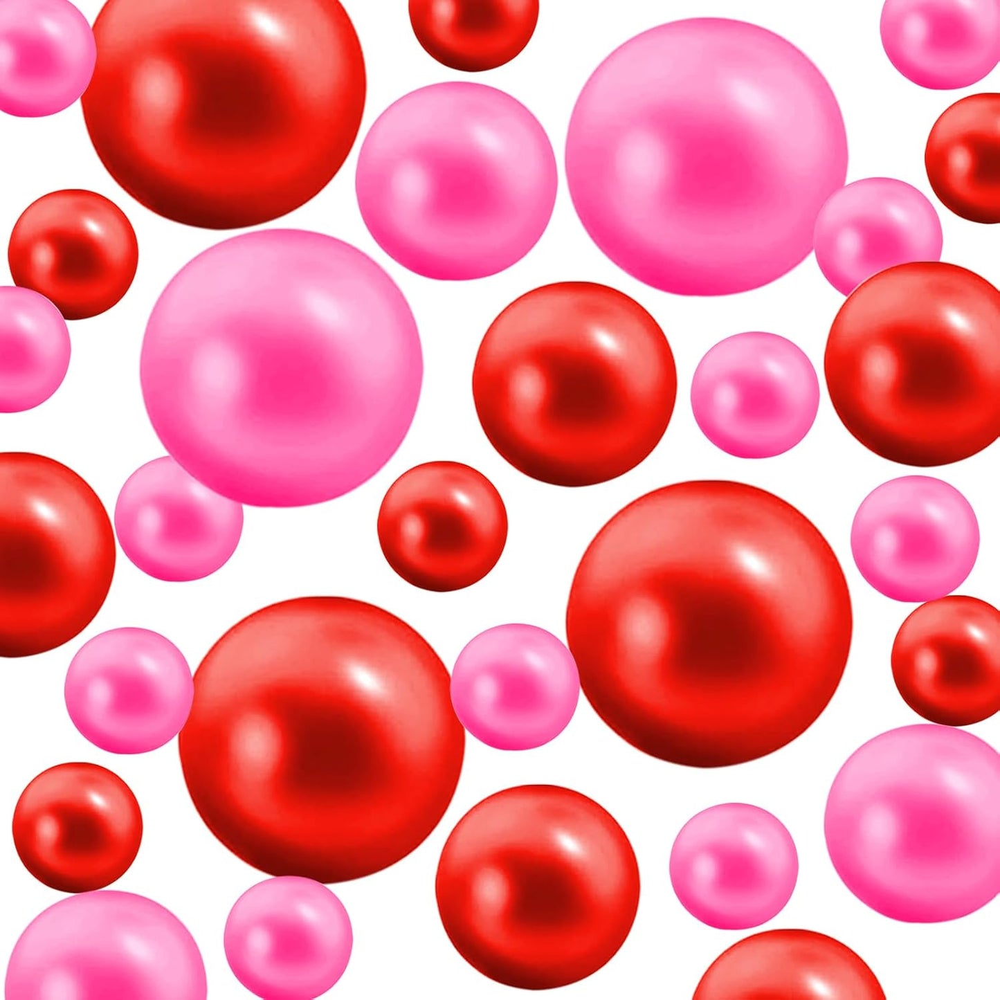 300Pcs Vase Filler Red Pink No Hole Faux Pearl Beads for Vase Filling Decorations, Candle Centerpieces, Wedding Centerpieces, Home Party Decor (8/14/20mm)