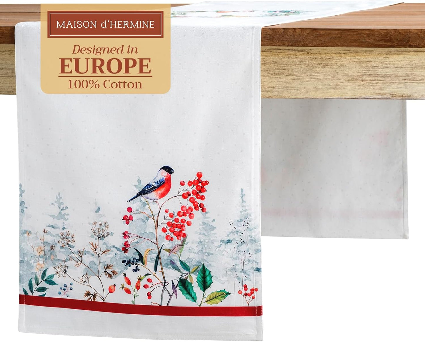 Maison d' Hermine Table Runner 100% Cotton Double Layer Table Runners 108 inches Long for Thanksgiving Christmas Decorations Home Kitchen Dining Party Wedding (Morzine, 14.5" x 108")