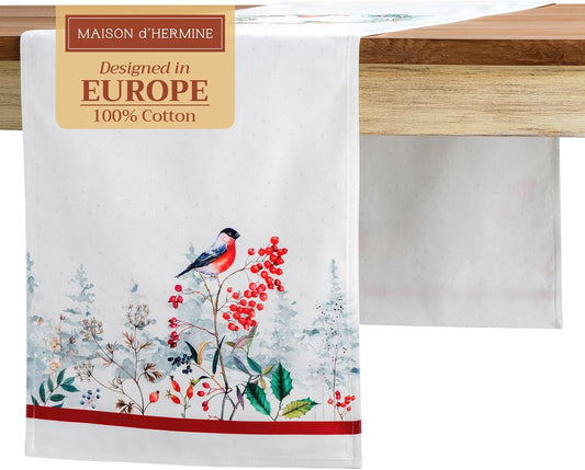 Maison d' Hermine Table Runner 100% Cotton Double Layer Table Runners 108 inches Long for Thanksgiving Christmas Decorations Home Kitchen Dining Party Wedding (Morzine, 14.5" x 108")