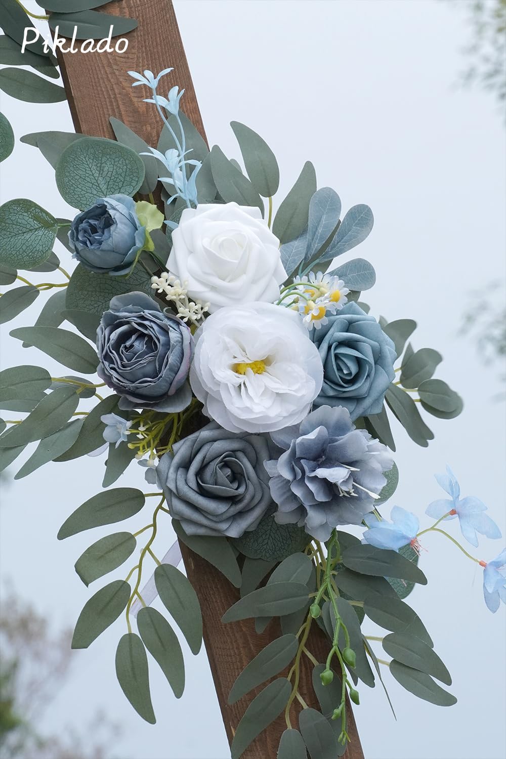 Faux Flower Swag Set of 2 for Wedding Welcome Signs Floral Swag Wedding Reception Ceremony Signs Decor (Blue)