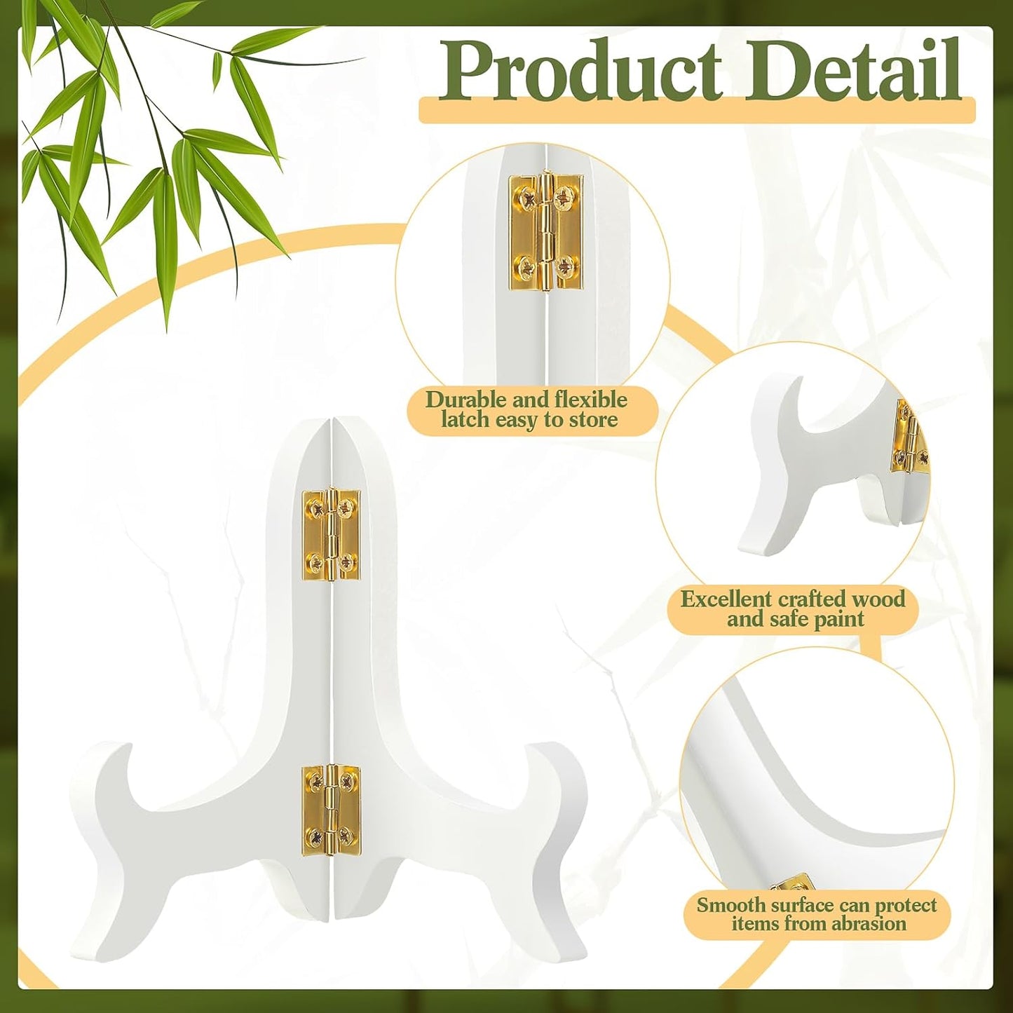 Tatuo 4 Packs Wooden Display Stand Decorative Plate Stands for Display Picture Frame Holder Easels(White,5 Inch)