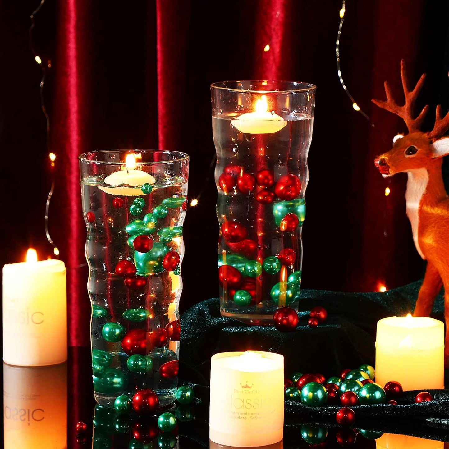 150 Pieces Vase Filler Faux Pearls Vase Makeup Beads No Hole Gloss Bead Mixed Sizes Round Pearl for Home Party Wedding Decor, 8/14/20 mm(Green)