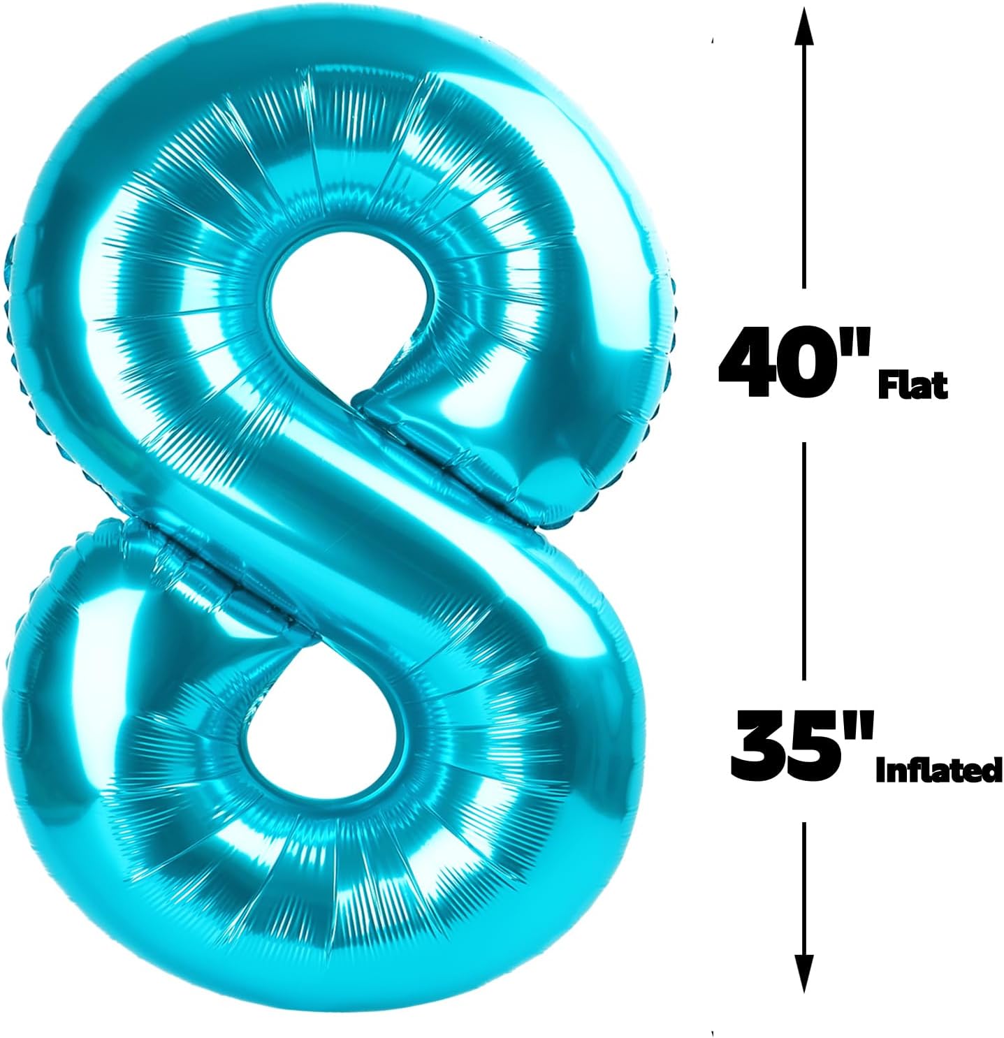 Helium Foil Blue Number 8 Balloon 40 Inch, Mylar Eight Numbers 8 18 28 38 48 58 80 88 Birthday Balloons, Blue Women Men Anniversary Graduations Party Supplies