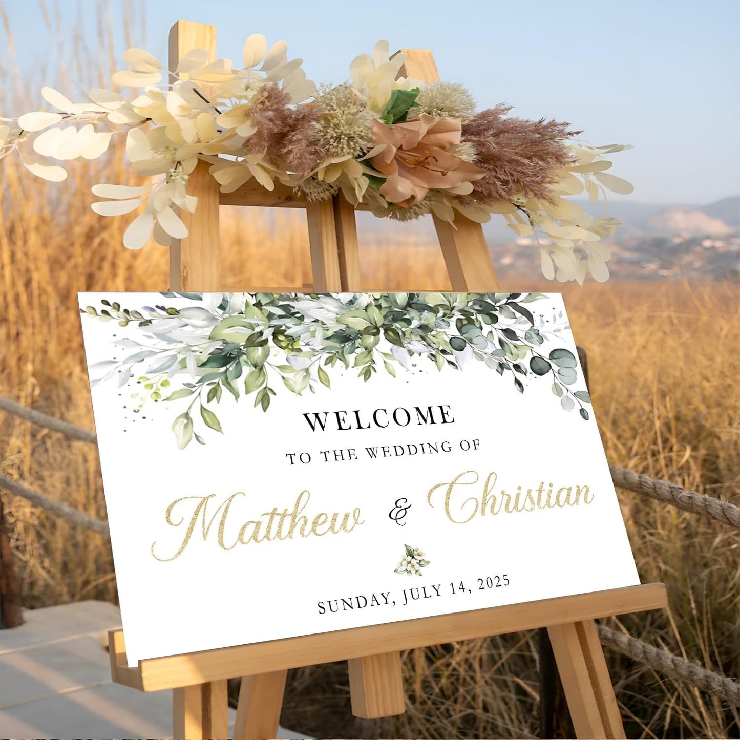 Welcome Sign Wedding With Stand, Welcome To Our Forever Wedding Sign, Wedding Entrance Sign, Wedding Directional Signs, Greenery Theme Wedding Sign Decoration
