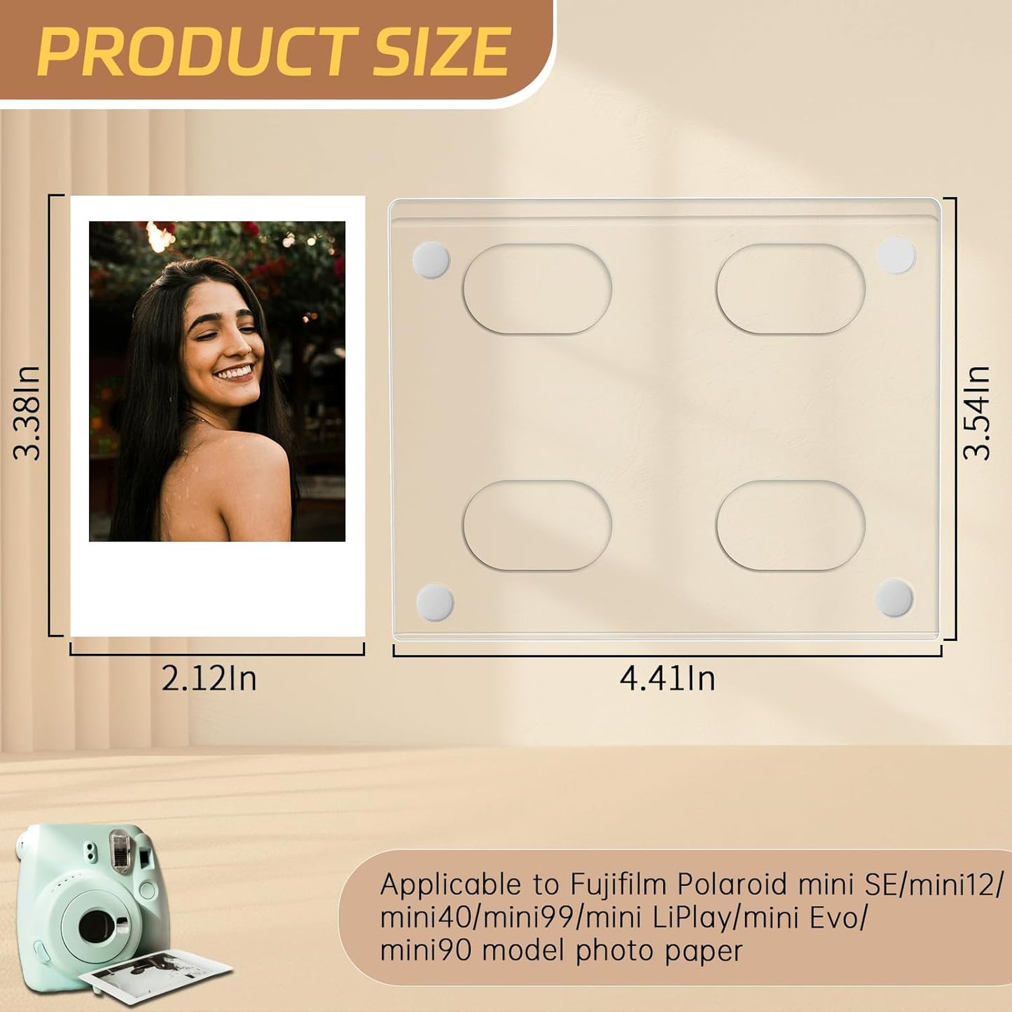 6Pack Magnetic Refrigerator Picture Frames fit 2PCS Mini 2x3 Pictures Collage, Acrylic Photo Frame Compatible with Fujifilm Instax Polaroid Mini for Home Office Fridge/Locker (Clear, 2x3*2 Picture)