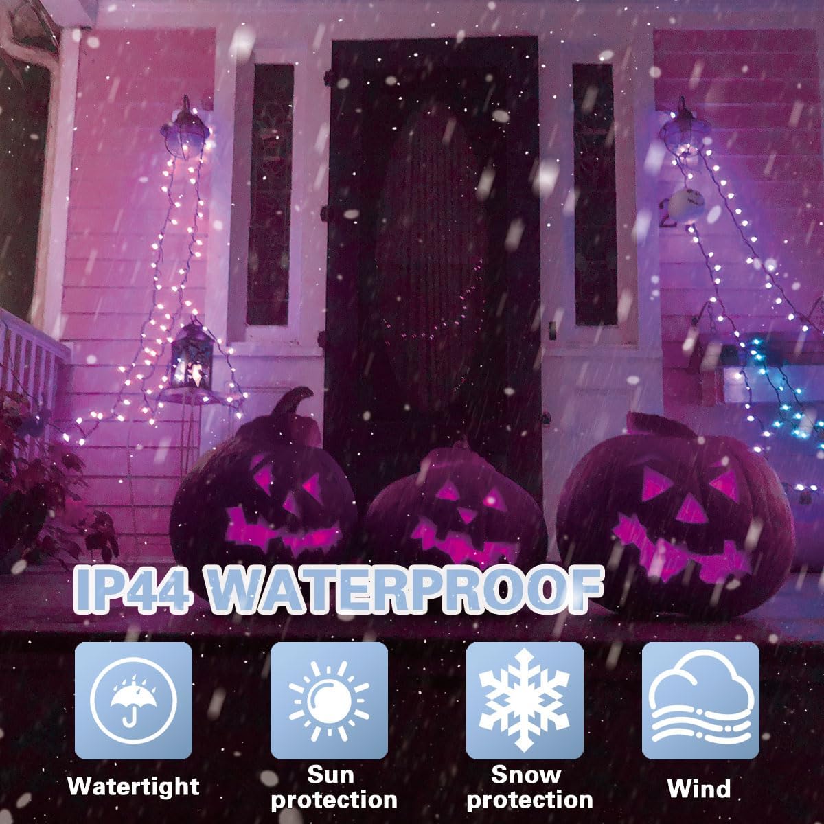 LAMPHOME 33ft Halloween Decorative Mini Lights, 100 LED Transparent Wire Fairy Starry String Lights Plug in, 11Lighting Modes, for Halloween Decoration Outdoor Xmas Tree Party Decoration (Purple)