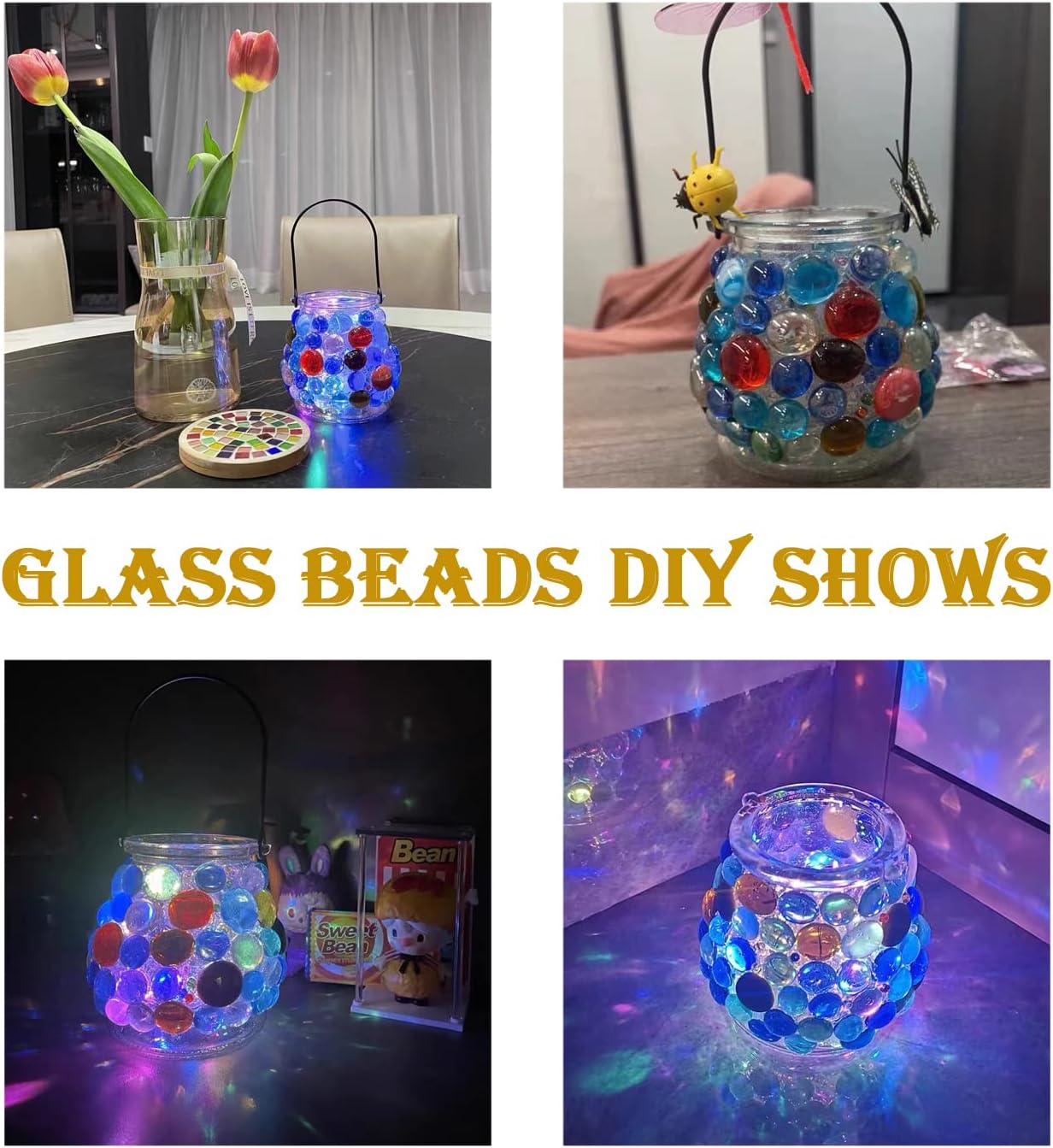 KINGOU Flat Glass Gems/Marbles/Stones/Beads for Vase Filler, Table Scatter, Games - 1 Lbs (17-19mm, Approx. 3/4")- Aqua Blue