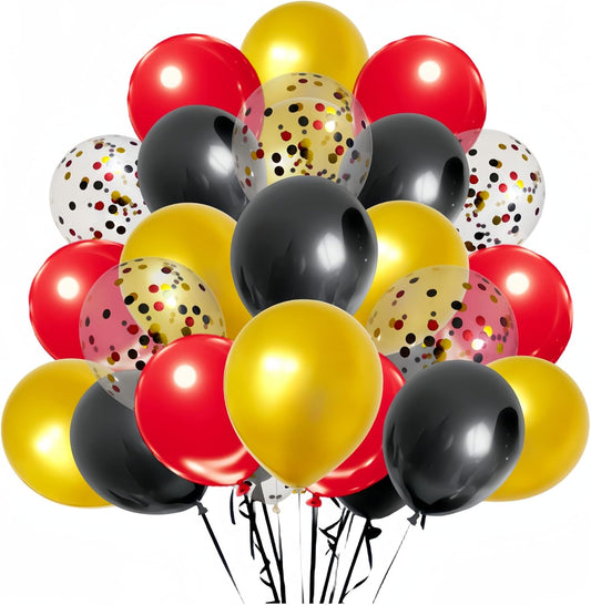 300 Pack Red Black and Gold Balloons 12 Inch Red Black Gold Confetti Balloon for Various Party Events Decorations