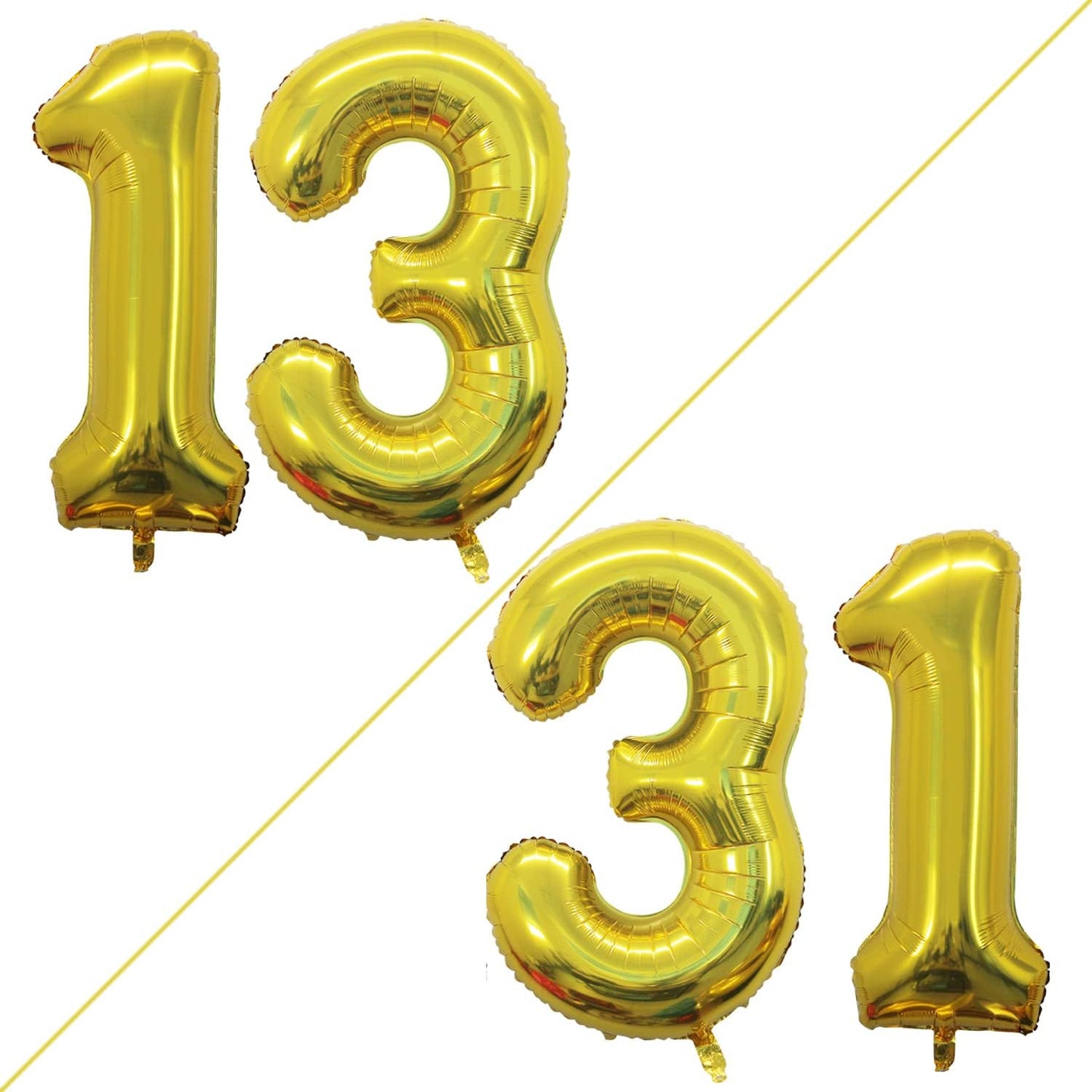 GOER Number 13 Balloons for 13th Birthday Sweet 13 Party Decorations,42 Inch Jumbo Foil Helium 31 Balloons for 31st Birthday Party Decoration (Gold)