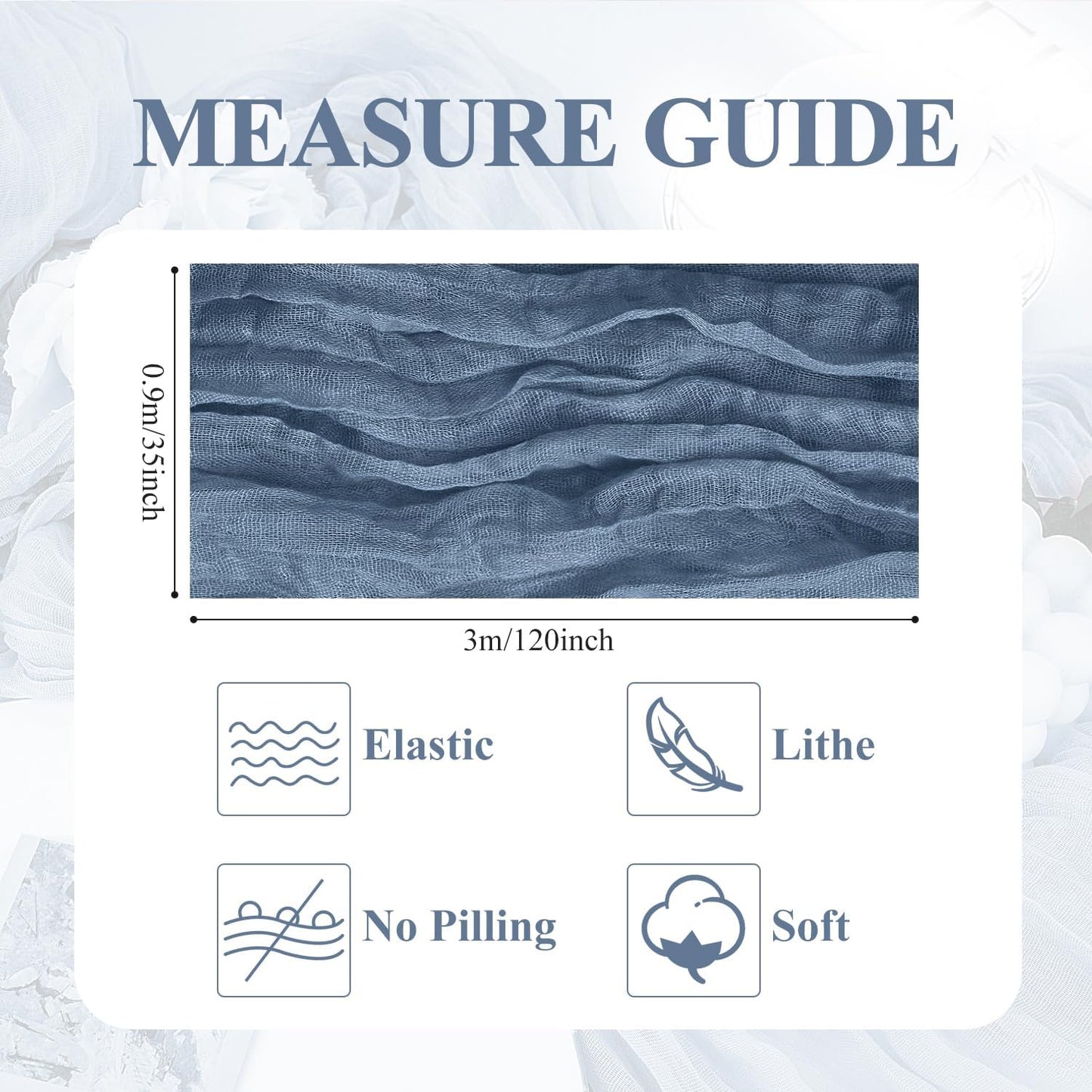 Asee'm 2pcs Cheesecloth Table Runner 120 Inches Dusty Blue Boho Gauze Cheese Cloth Runner 10FT Rustic Sheer Table Runners for Centerpiece Wedding Baby Shower Spring Easter Decoration