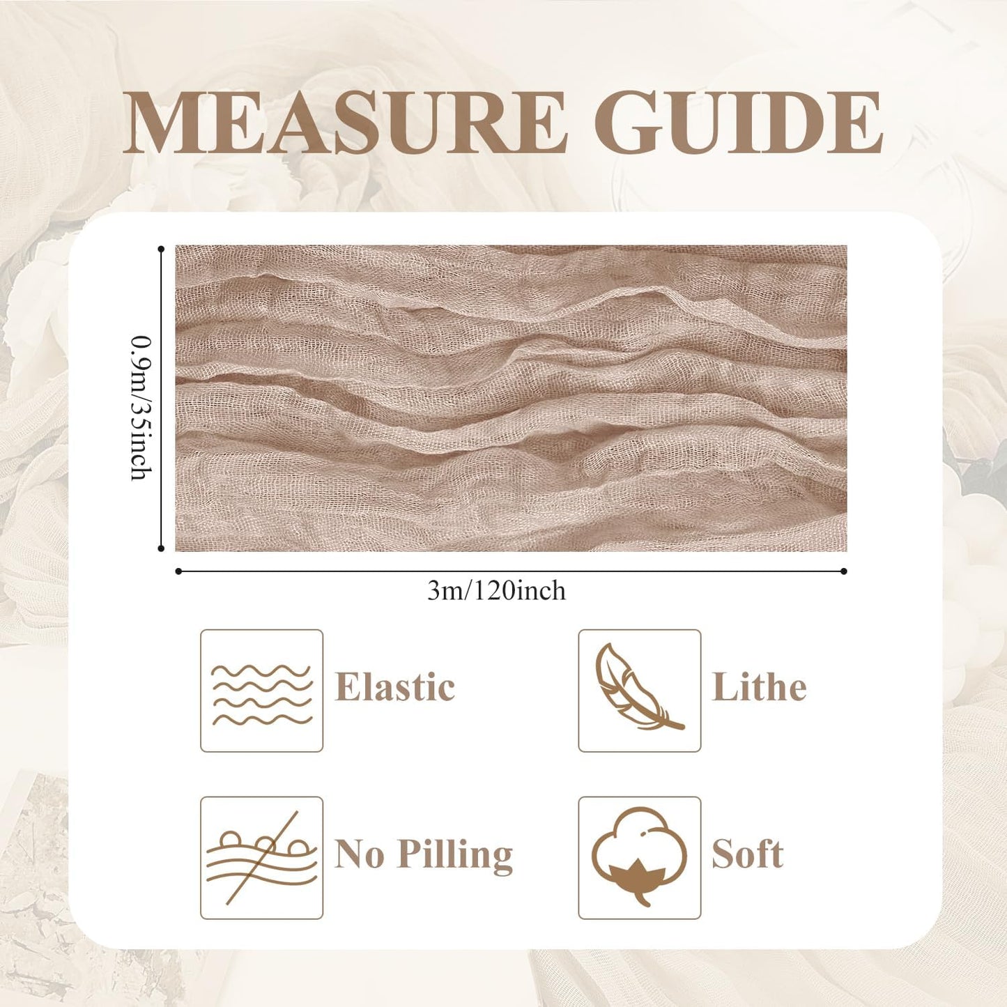 Asee'm 6pcs Cheesecloth Table Runner 120 Inches Long Nude Pink Boho Gauze Cheese Cloth Runner 10FT Rustic Sheer Table Runners for Christmas Wedding Party Baby Shower Spring Easter Decoration