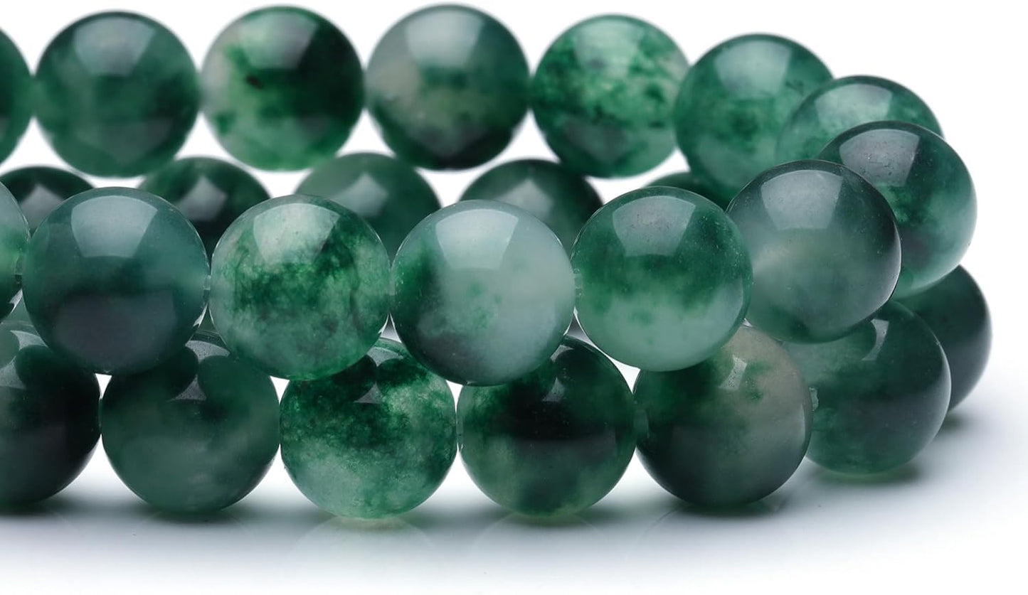 8mm Natural Stone Beads for Jewelry Making,Flower Jade Polished Smooth Round Gemstone Beads for Bracelet Necklace 15 Inch