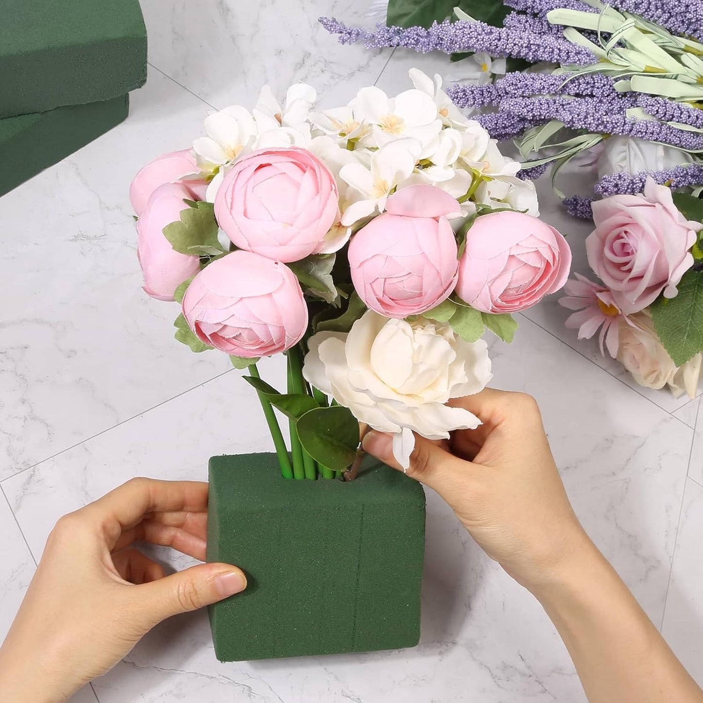 8 Pcs Floral Foam Blocks for Flower Arrangement (7.8” L x 3.5” W x 2.4” H) Wet and Dry Green Floral Foam for Wedding, Birthdays, Home Decorations