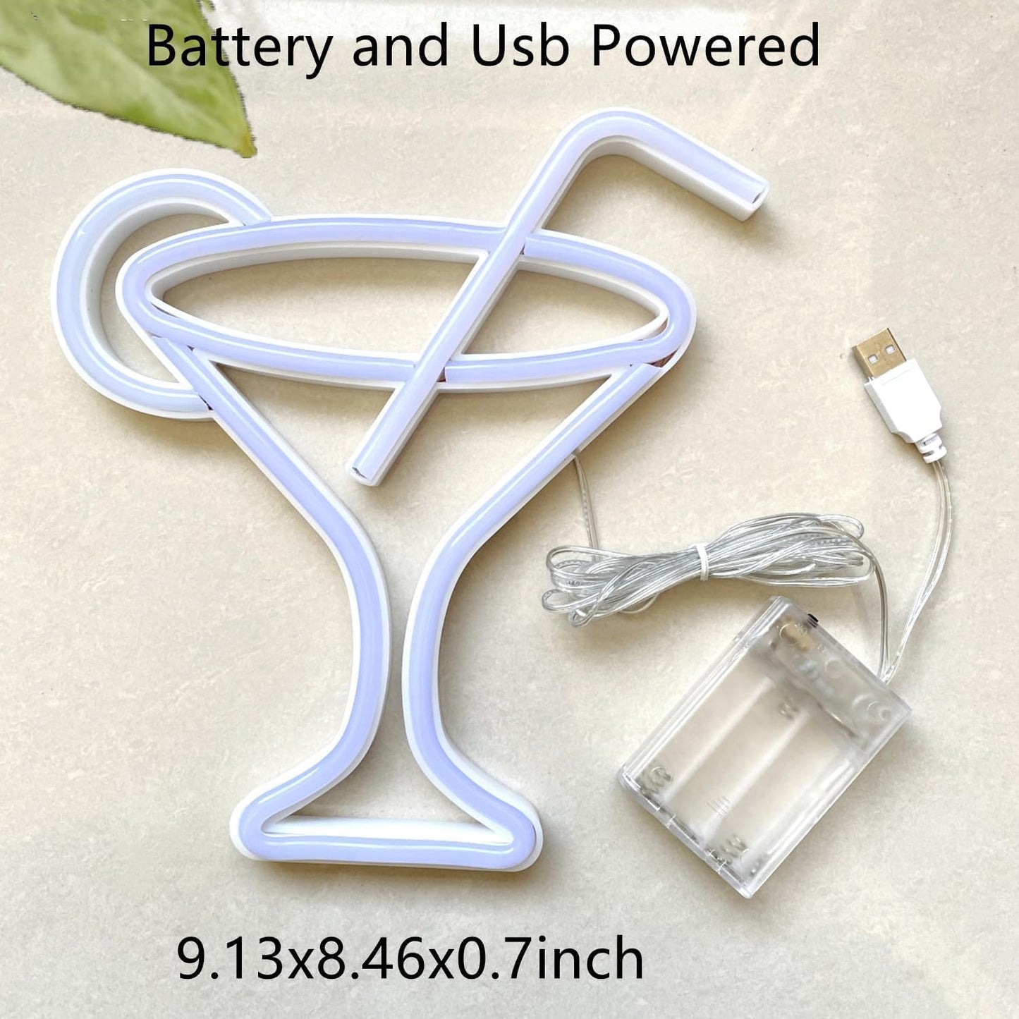 Led Green Cocktails Neon Sign,Wine Glass Neon Light Battery and USB Dual Powered Bar Neon Night Light Signs for Wall Decor,Cocktails Night Lamp for Bar, Club,Bar Cart Acessories Decor