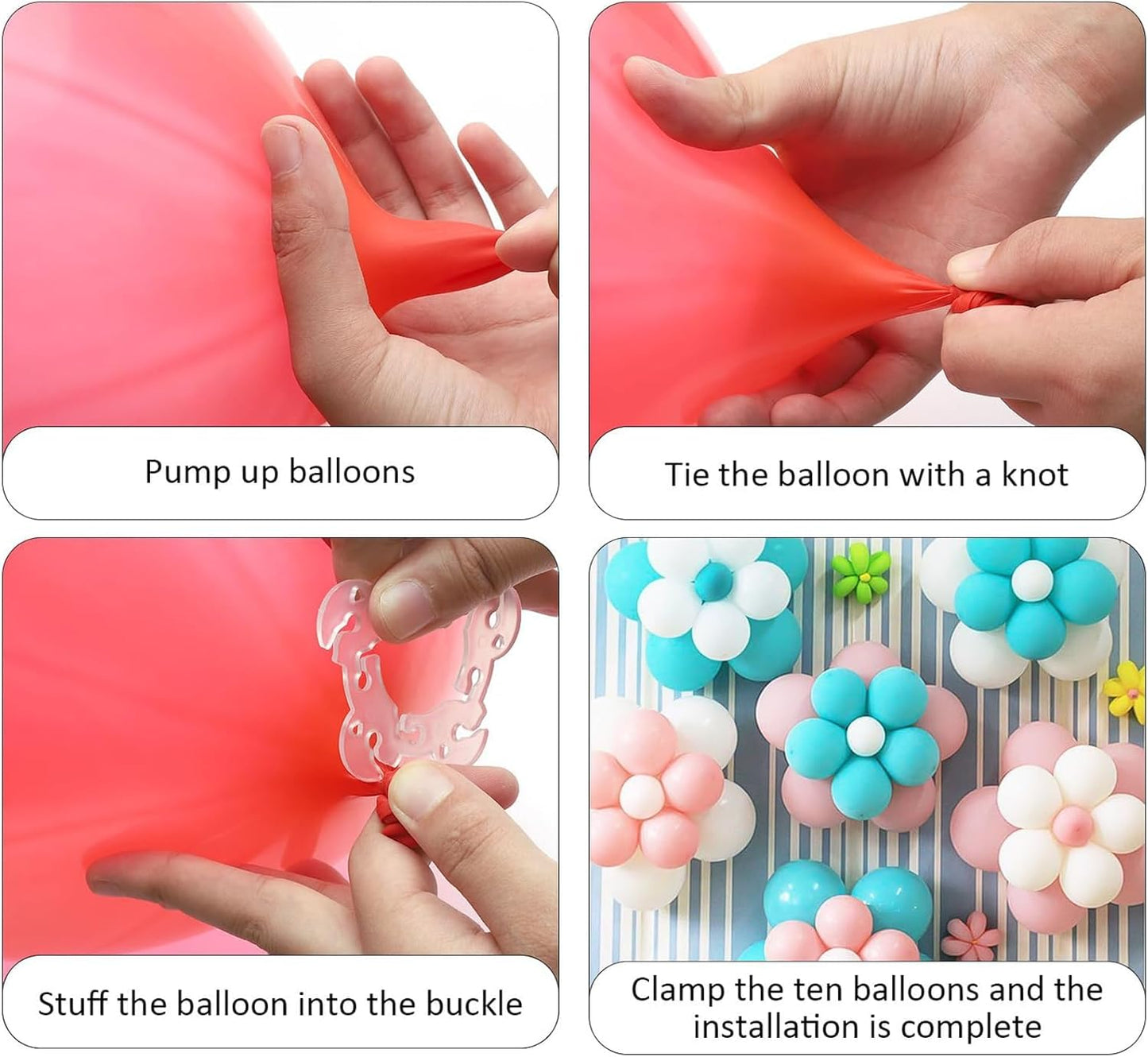 Balloon Arch Garland Kit, 5 Balloon Garland Strips - 50 Balloon Flower Clips and, Birthday Party, Wedding Decoration