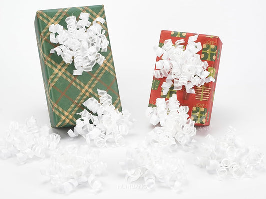 HUIHUANG White Bows for Gift Wrapping Christmas Gift Bows 5 inch x 8 Counts Self-Adhesive Curly Ribbon Bow for Presents, Paper Bag, Party Favors, Wrapping Accessories, Wedding Decor