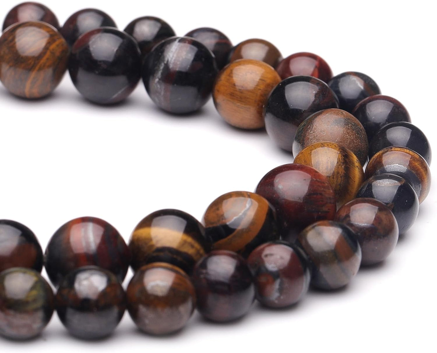 6mm Natural Stone Beads for Jewelry Making,Colorful Tiger Eye Polished Smooth Round Gemstone Beads for Bracelet Necklace 15 Inch
