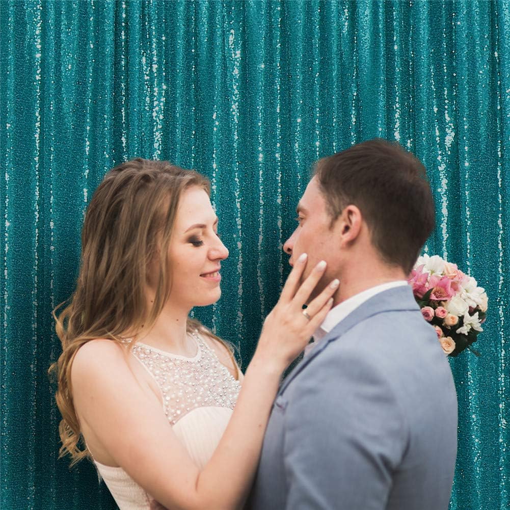 Eternal Beauty Teal Sequin Backdrop, 5x7 Ft Glitter Background Curtains for Shimmer Photography Party Wedding Birthday Back Drop Decor