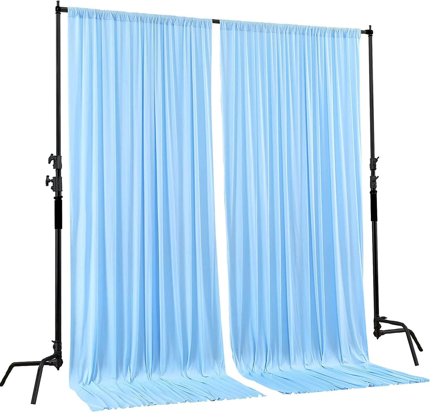 AK TRADING CO. 10 feet Wide x 12 feet Long IFR Polyester Backdrop Drapes Curtains Panels with Rod Pockets - Wedding Ceremony Party Home Window Decorations - (Light Blue)