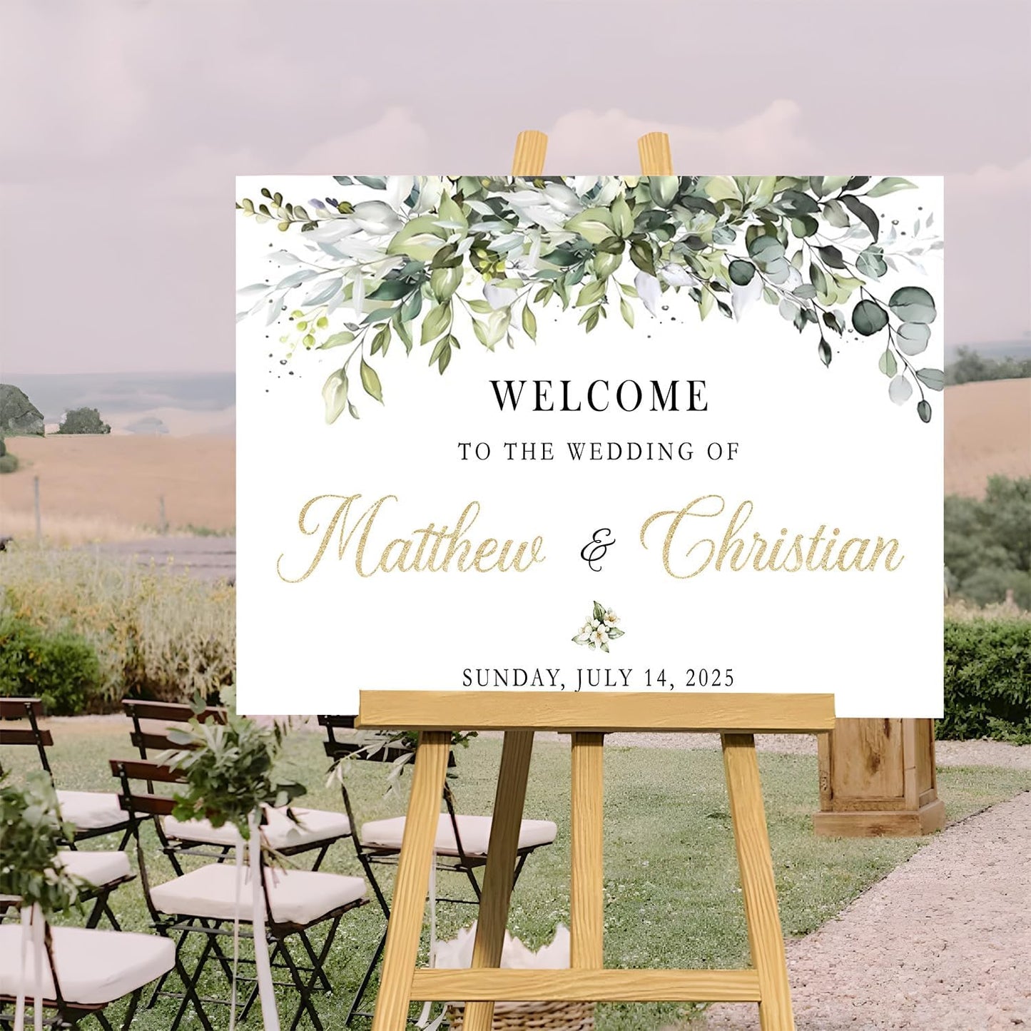 Welcome Sign Wedding With Stand, Welcome To Our Forever Wedding Sign, Wedding Entrance Sign, Wedding Directional Signs, Greenery Theme Wedding Sign Decoration