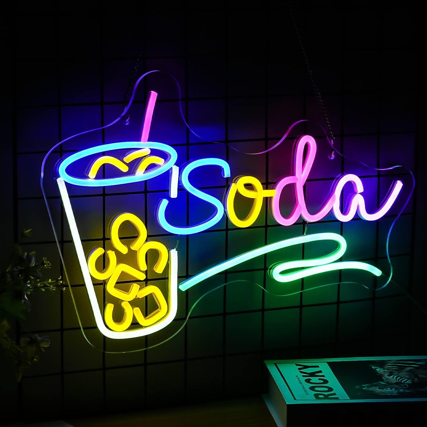 Soda Neon Sign LED Neon Light Dimmable Cocktails Neon Sign for Wall Decoration 16.7’’X11.8’’ Bar Business Sign Kitchen Wall Art Decoration Man Cave Beer Bar Club Birthday Party Decor…