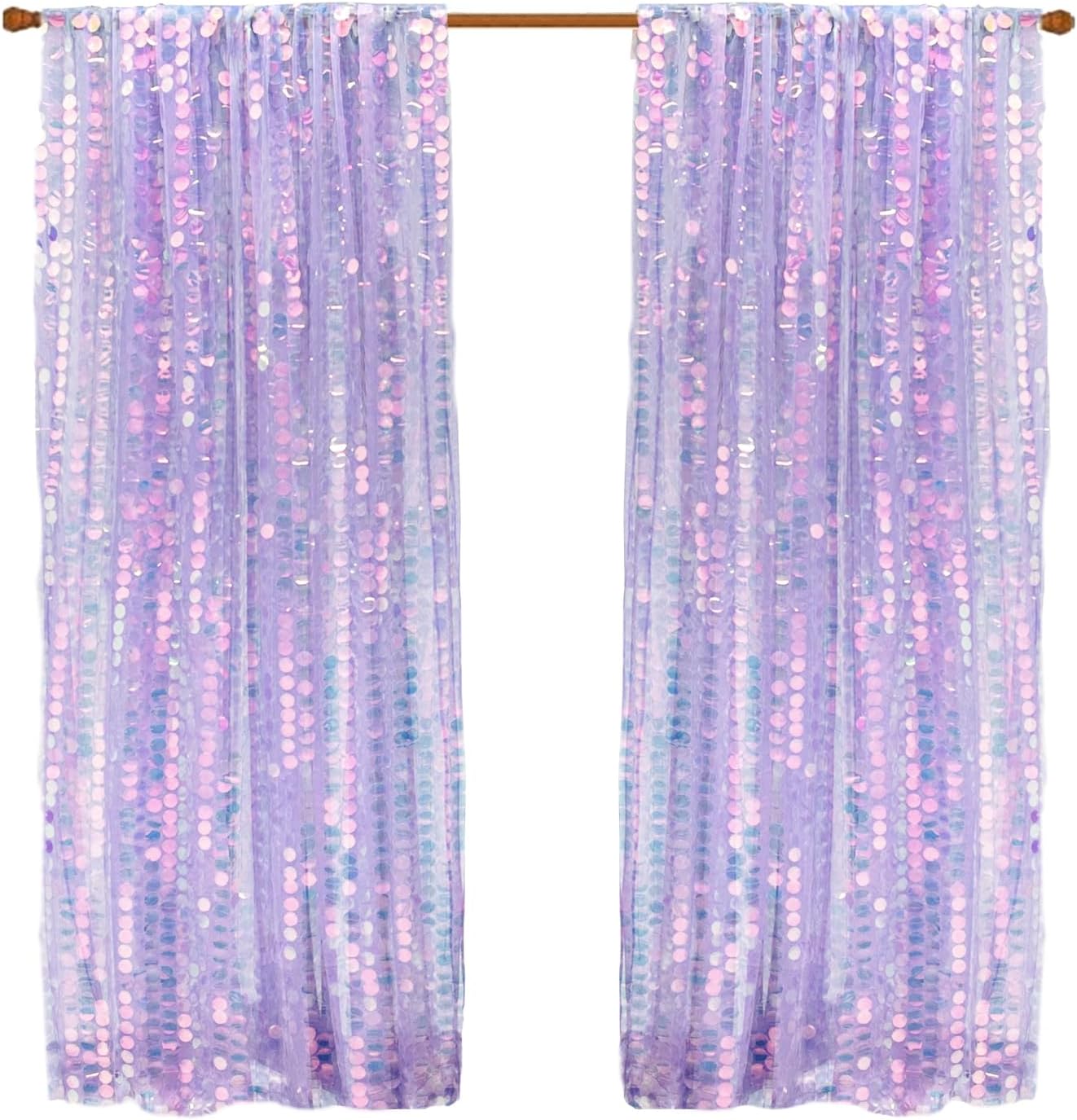 9X9FT Sequin Backdrop Curtains,2 Panels Shimmer Sequin Fabric Photography,Glitter Photo Booth Backdrops Drapes for Christmas Mermaid Party Birthday Cake Table Background Decor-Mermaid Purple