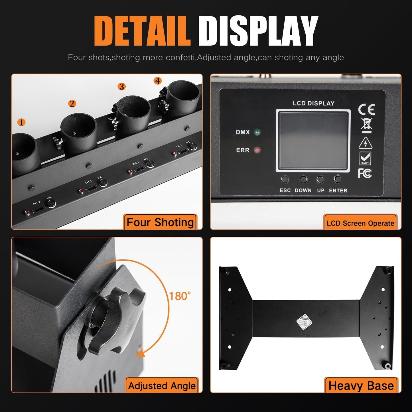 Professional Confetti Launcher Cannon Machine, Confetti Blower Machine Confetti Cannon DMX/Remote Control for Weddding Disco Show Club Stage Party