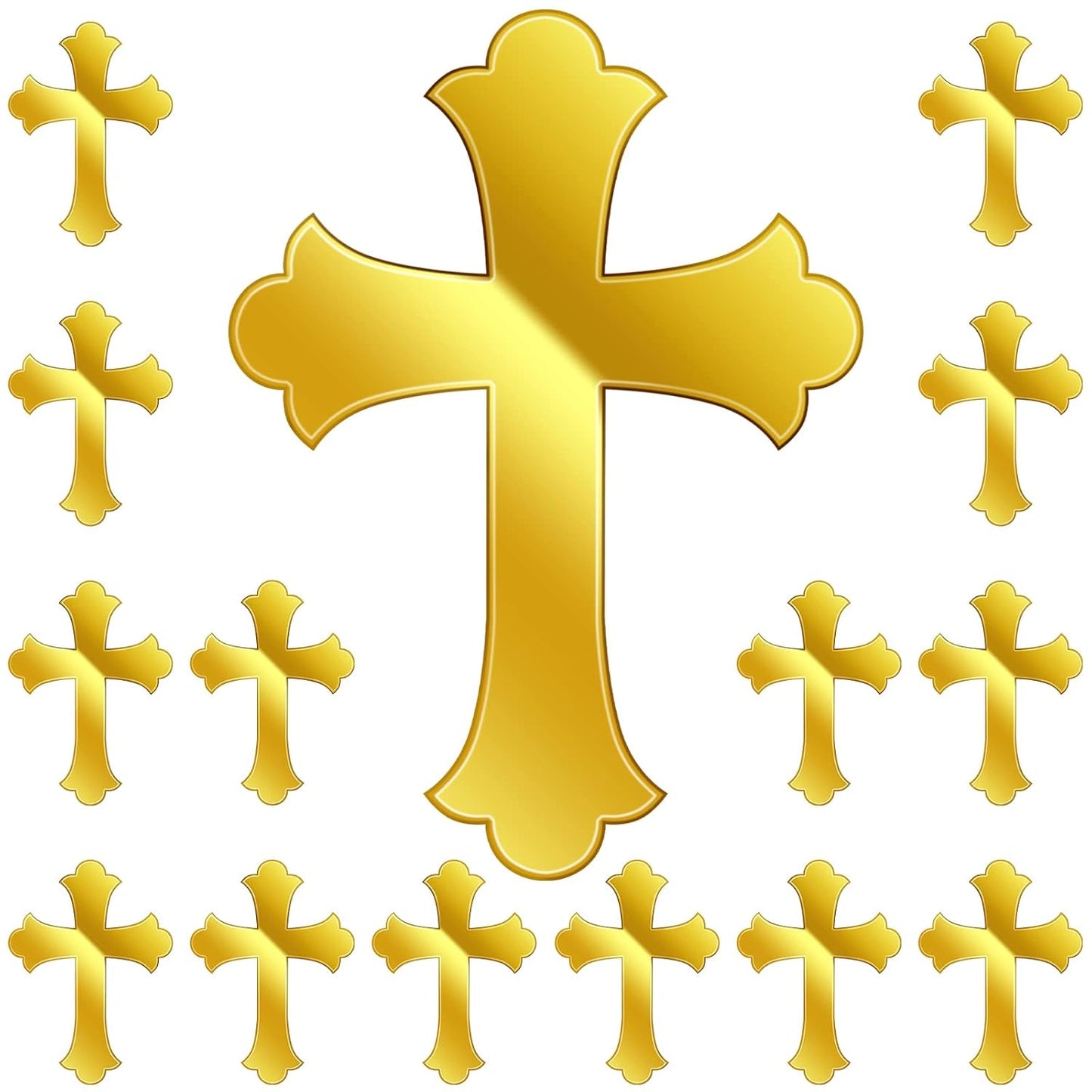 Blulu 16 Pieces Baptism Cake Toppers Crossing Cupcake Toppers Gold Mirror Acrylic Cake Picks Baptism Decor Christian Decorations(Vivid Style)