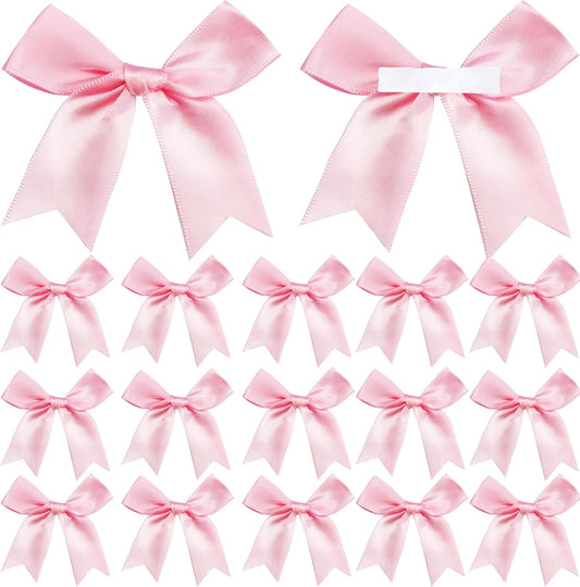 50 Pieces Gift Wrap Bows Premium Satin Ribbon Bows 3.3 Inch Craft Bows for Gift Wrapping DIY Treat Bags Holiday Gifts Bag Party Decorations, Wedding Decor Christmas Birthday Presents (Light Pink)