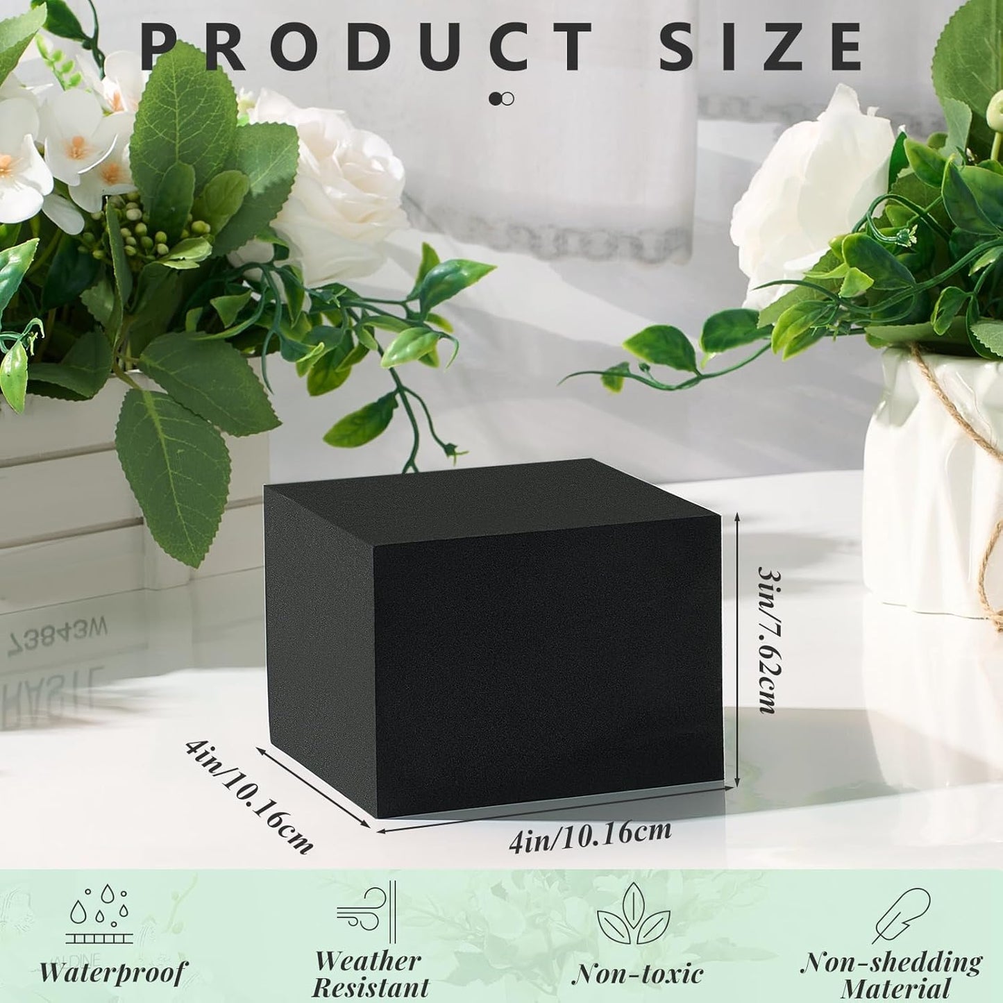 Lallisa 8 Pcs Reusable Floral Foam Blocks Water Weather Resistant Dry Floral Foam for Artificial Flower Arrangements Outdoor Flower Boxes Outside Hanging Planters Wedding Home Decor (4 x 4 x 3'')