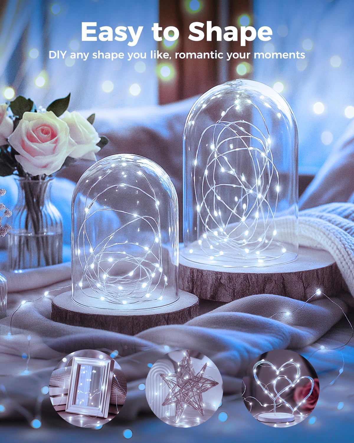 btfarm 6 Pack Fairy Lights Battery Operated, 7FT 20 LED Mini String Lights Waterproof Silver Wire for Mason Jars Centerpiece Table Crafts Bedroom Christmas Decoration, Cool White