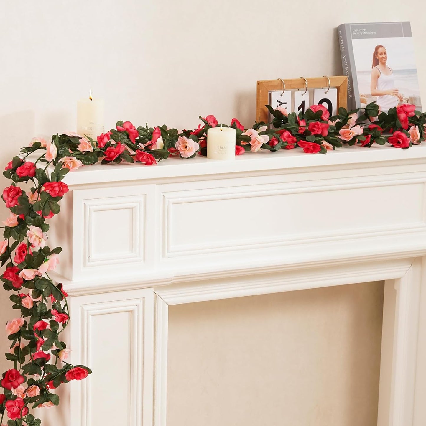 12 Pcs 99 Ft Flower Garland Rose Vines, Pink Rose Garland for Decoration, Flower Vine for Room Table Birthday Wedding Party Garden Wall Decor