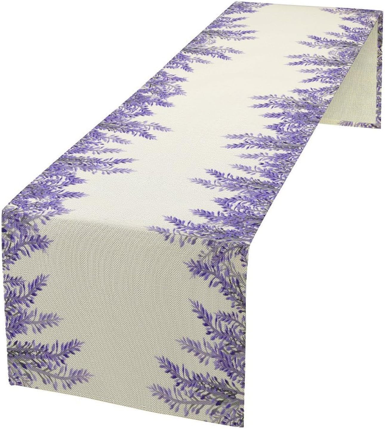 Purple Lavender Table Runner Vintage Watercolor Modern Kitchen Restaurant Decoration Suitable for Indoor and Outdoor Wedding Party Banquet Table Runner 13x70 Inch
