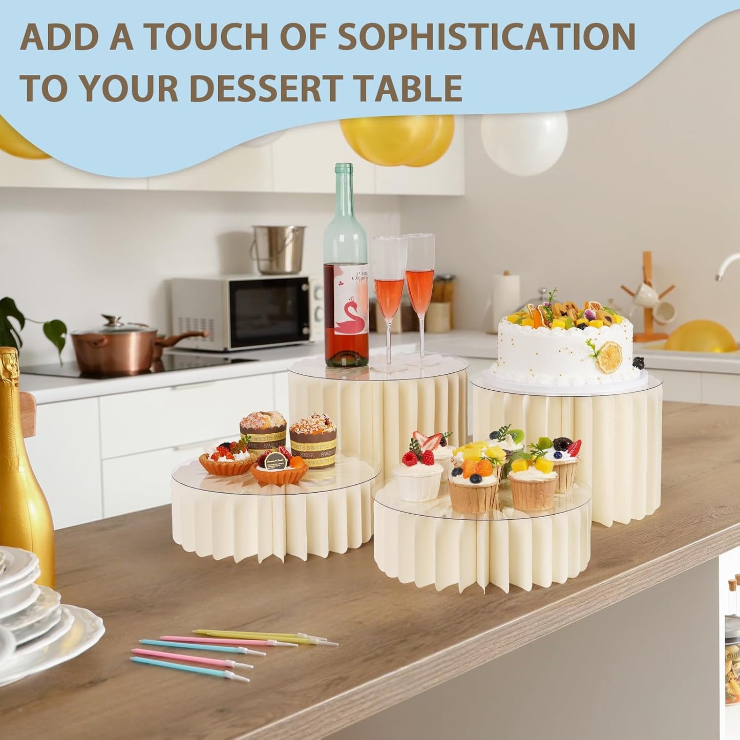 6 Pcs Buffet Risers, Food Risers for Buffet Table, White Food Display Risers for Party Buffet Risers and Stands for Show Catering Desserts, Food, Jewelry (6 Pcs)