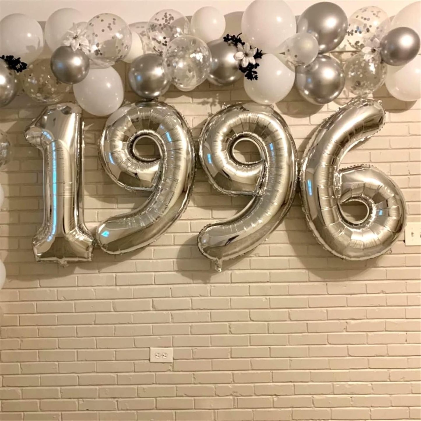 Silver 1 Balloon Number, 40 Inch Giant Helium Foil Number 0-9 for Boys Girls, Self Inflating 1st Birthday Balloon for Women Men 10th Anniversary Baby Shower New Year Wedding Party Decorations Supplies