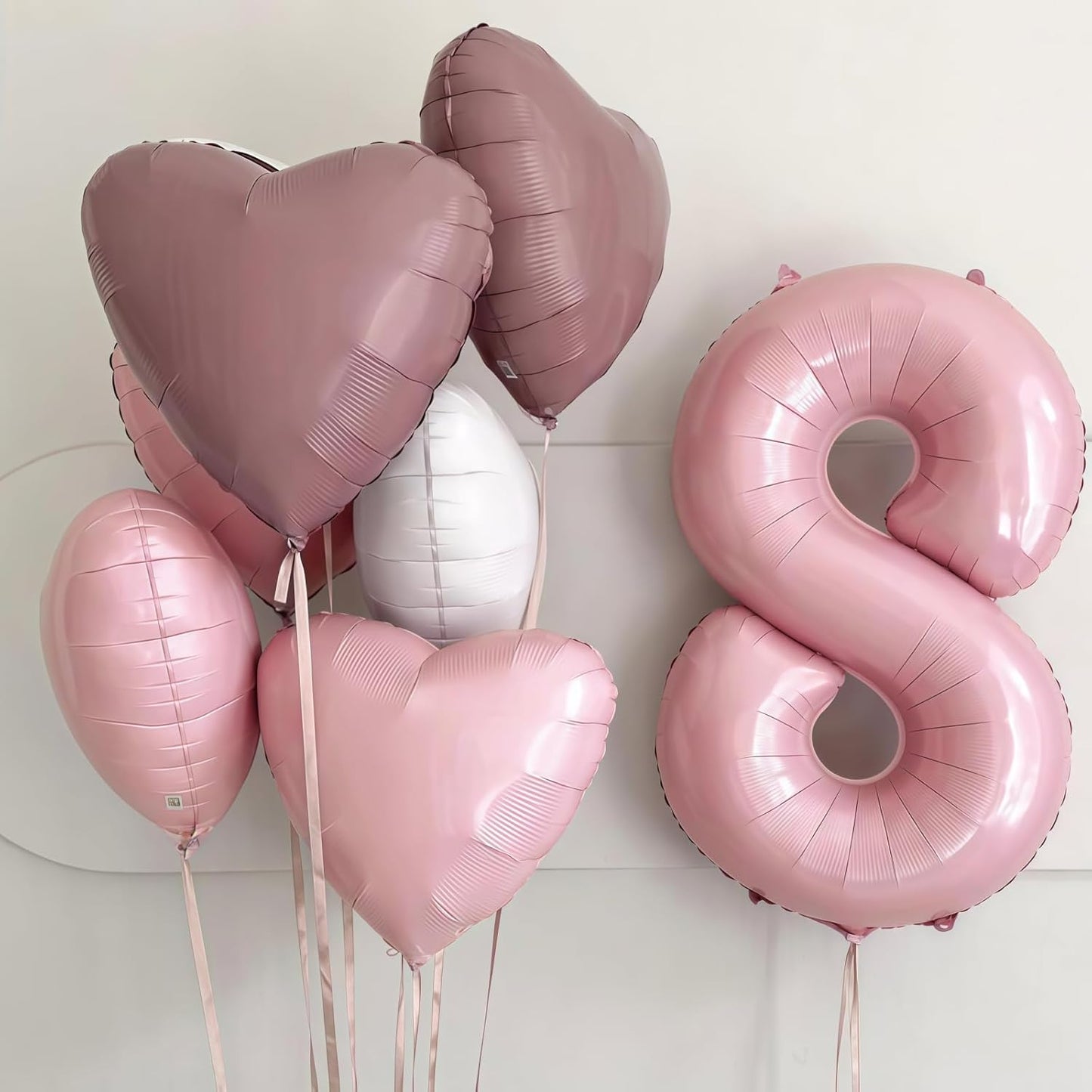 18 Foil Balloon Pastel Pink, 40 Inch Helium Number 1 & 8 Balloon for 18 Year Old Birthday Decorations, Large Self Inflating Mylar 18 Balloon for Girls 18th Birthday Party Anniversary Decor Supplies