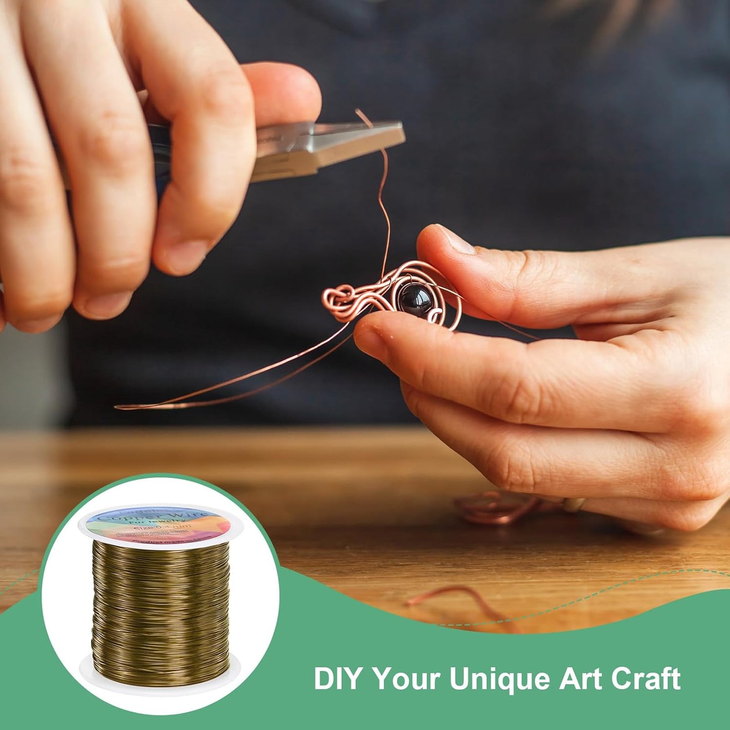 0.4mm Jewelry Wire, 26 Gauge 328FT Craft Wire Copper Beading Wire for Jewelry Making/Planting/Weaving/DIY Crafting, Soft Metal Wires [100M, Bronze Tone]