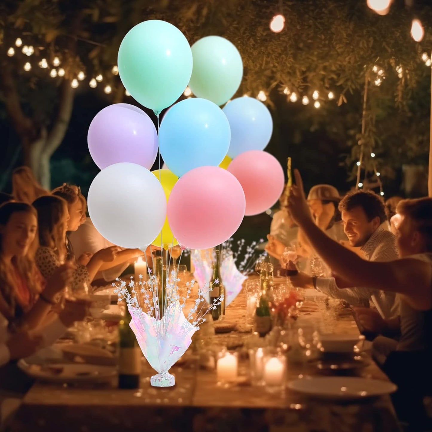 4 Set Pastel Balloon Centerpieces for Table, Balloon Stand Kit with Rainbow Balloons for Pastel Centerpiece Table Decoration Birthday Party Baby Shower Wedding Bridal Shower