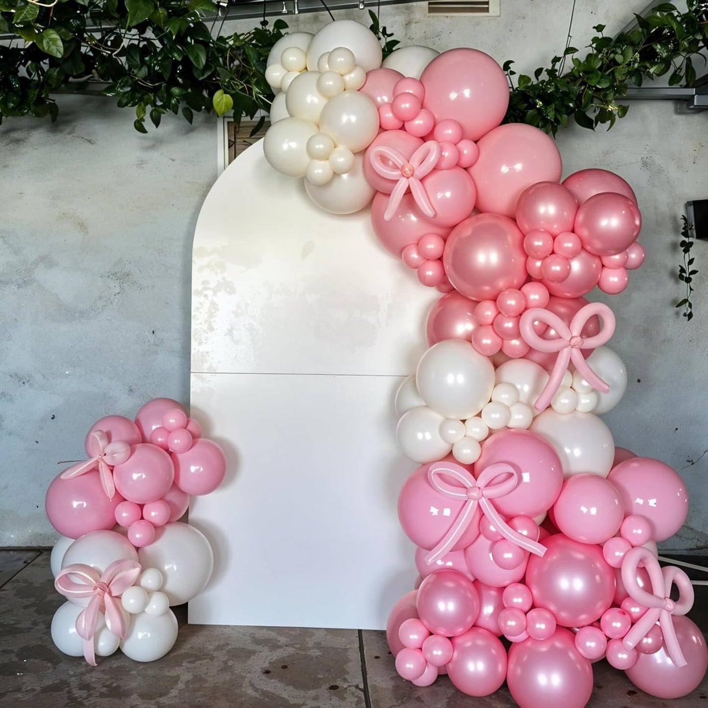 Pink Bow Latex Balloons, 60pcs Pink and White Balloons, Bow Printed Balloon Metallic Confetti Balloon For Girls Women Princess Birthday Baby Shower Bachelorette Party Engagement Wedding Anniversary