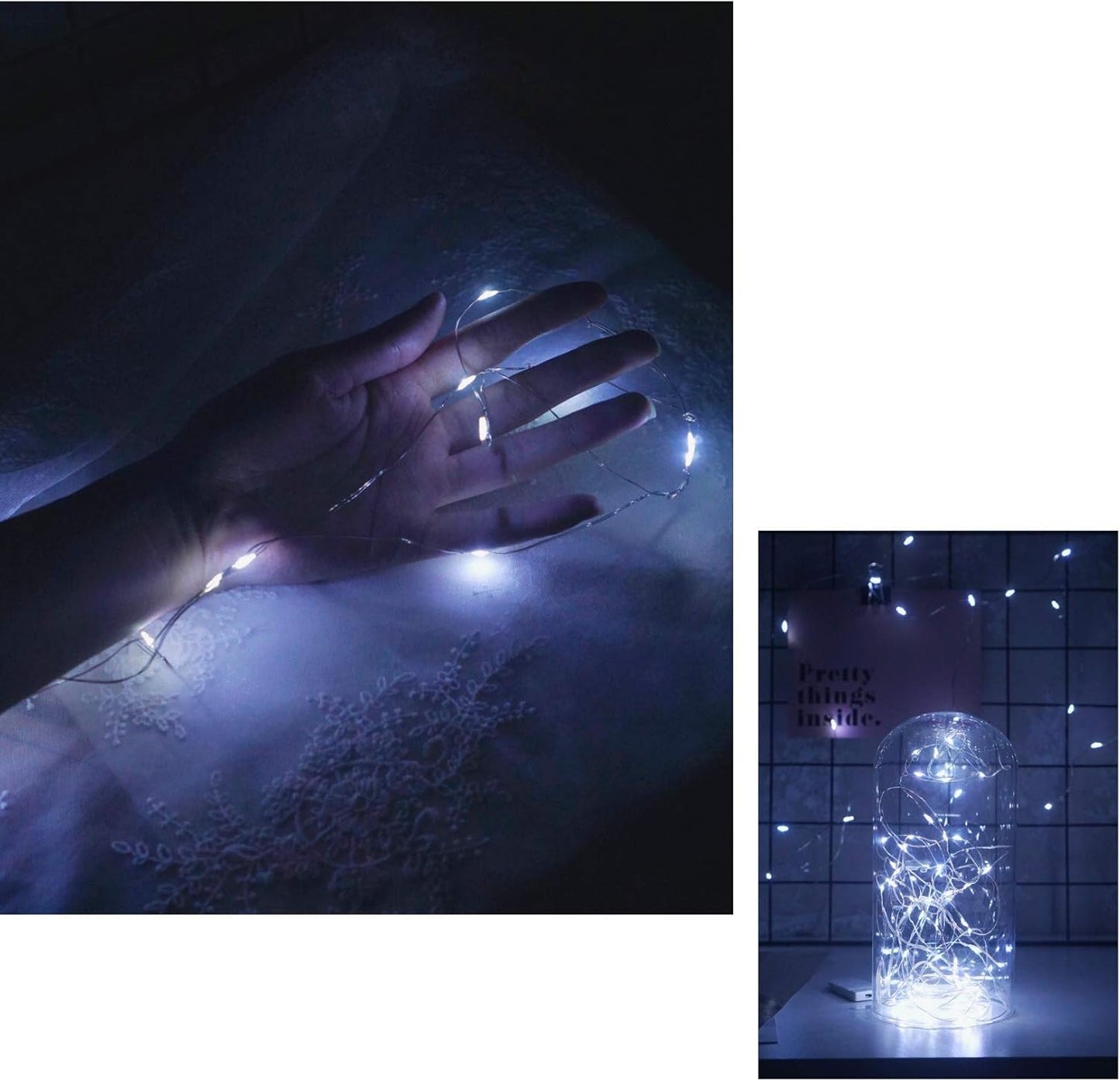 15 Pack Fairy Lights Battery Operated, 6.6ft 20 LED Mason Jar Lights Silver Wire Waterproof Firefly Mini Led String Lights for Table Party Wedding Centerpiece DIY Crafts Christmas Decor