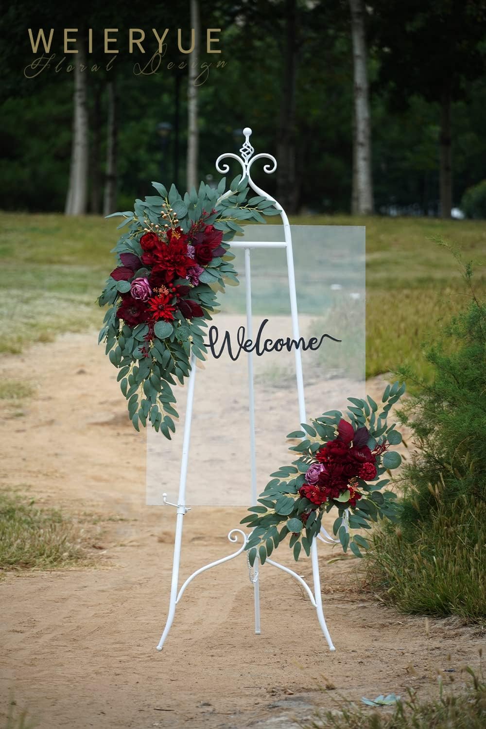 Artificial Wedding Arch Flowers Kit(Pack of 2) for Wedding Arch, Bridal Shower, Ceremony and Reception Backdrop Decoration (Burgundy)