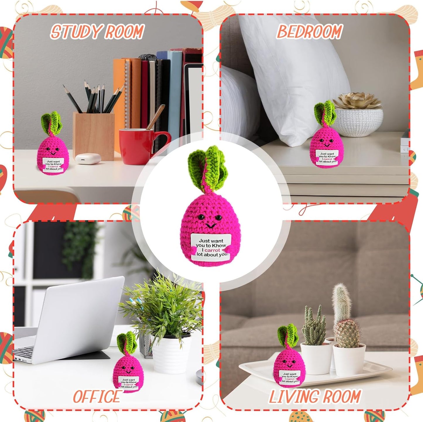 Emotional Support Crochet Carrot,Lovely Gift for Friends,Mom,Dad,Grandpa,Grandma,Colleagues,Classmates,Graduation Gift,Emotional Support Toys,Home Office Decoration