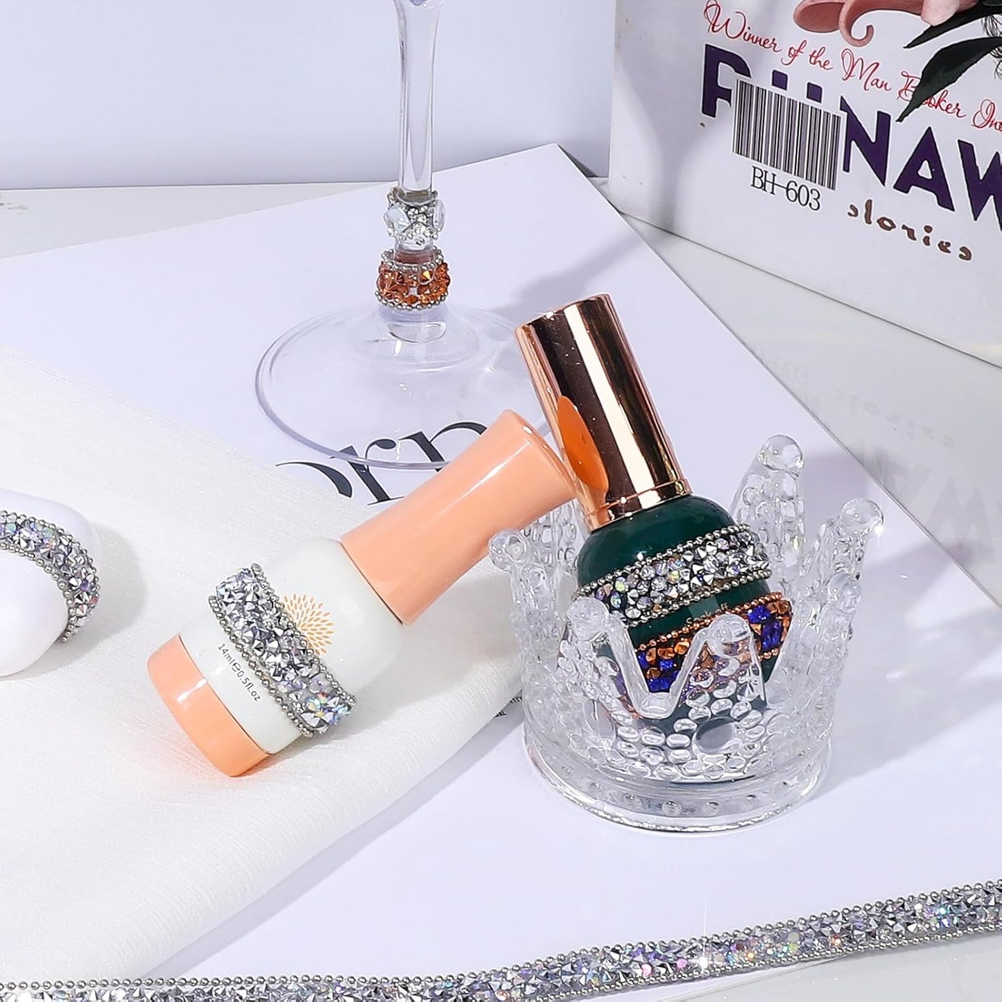 Rhinestone Ribbon 3 Yards Self Adhesive Rhinestone Strips Diamond Ribbon Sticker Crystal Roll Glitter Bling Rhinestones Tape for Crafting DIY Art Decoration (Silver AB,0.4 Inch)