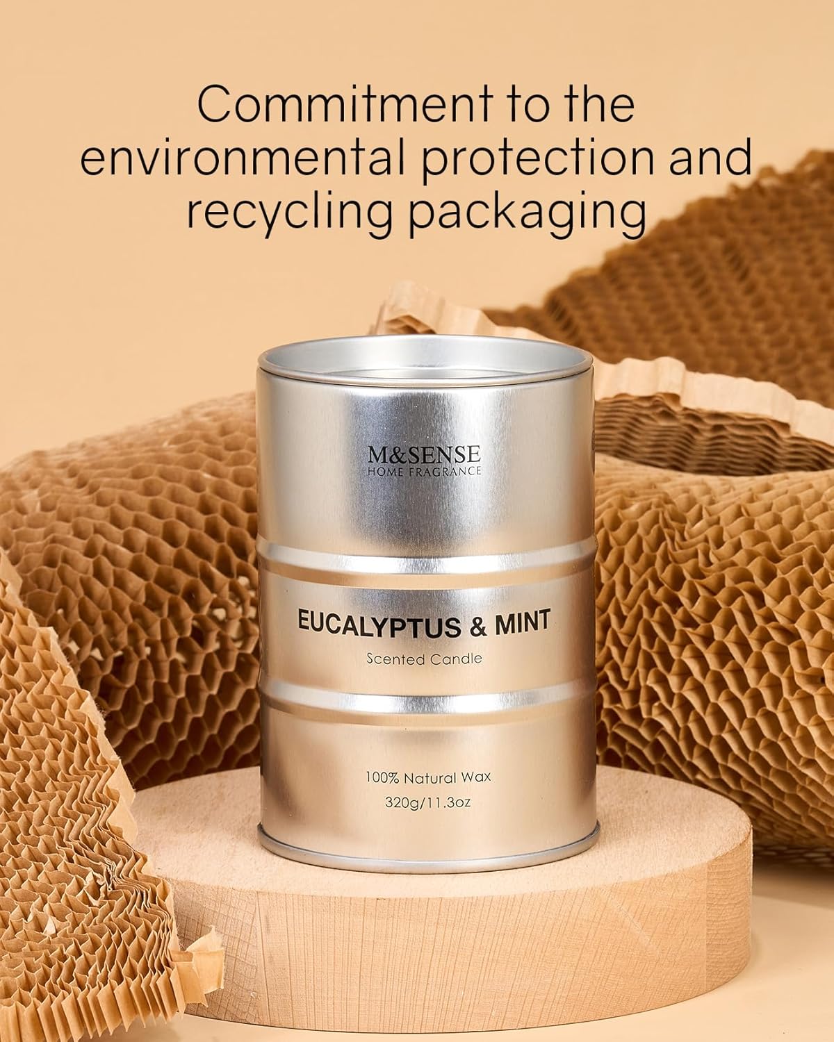 M&SENSE Scented Candle, Eucalyptus Mint Medium Jar Candle for Men, 70 Hours Slow Burning Natural Soy Candles 11.3oz, Stress Relief Aromatherapy Candles Home Decor, Valentines Day Gifts for Him