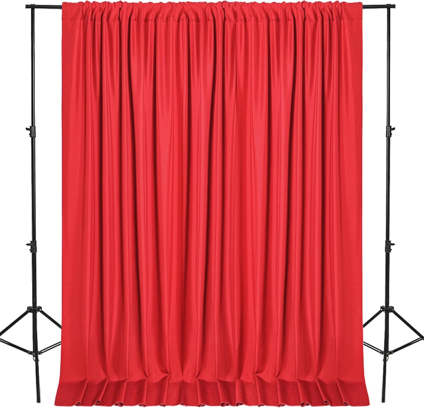 DWCN 10x7 FT Red Backdrop Curtains for Parties, Photography Backdrop Drapes with Rod Pockets for Wedding Decorations Stage Birthday Family Gatherings, 2 Panels 5ft x 7ft
